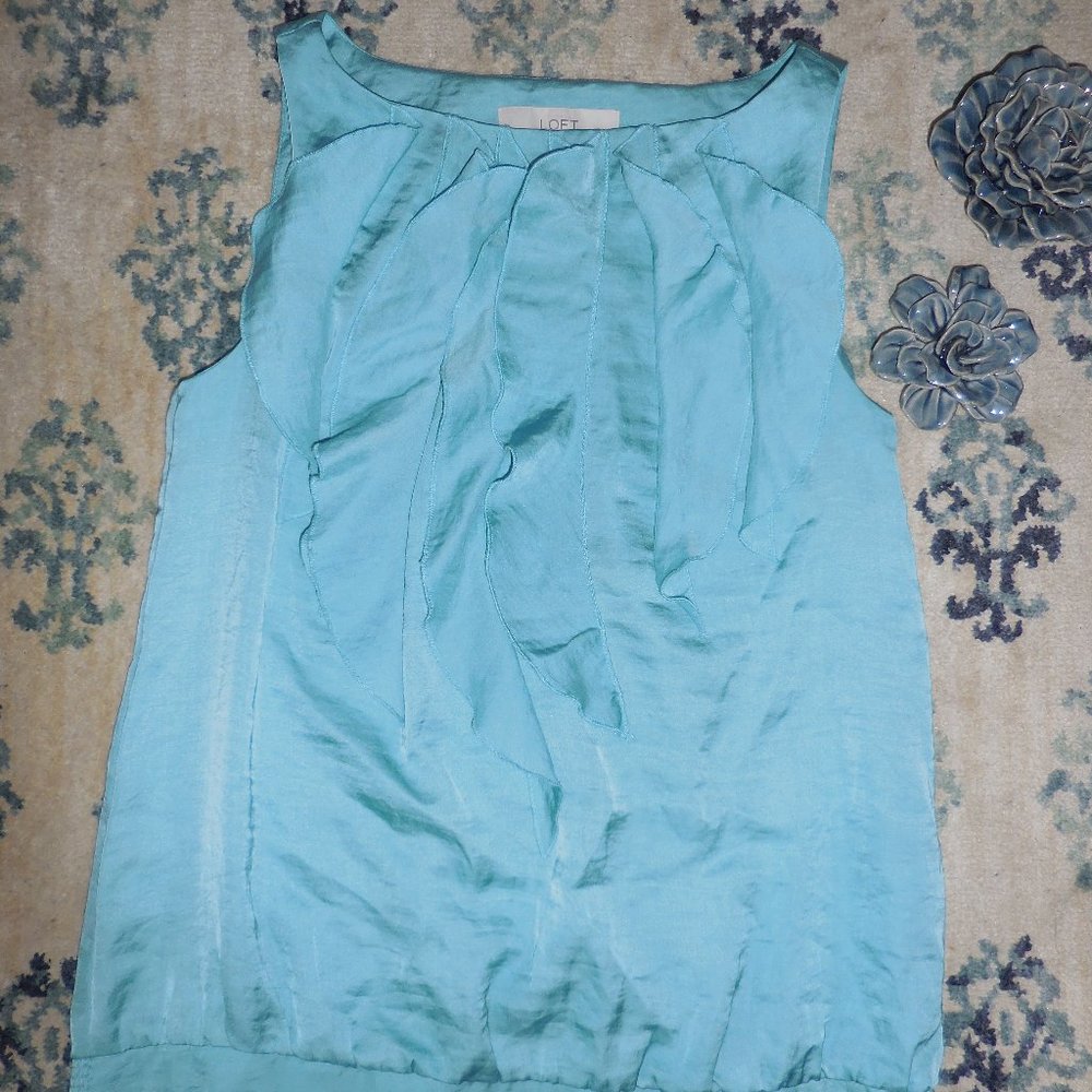 LOFT Light Blue Ruffle Top